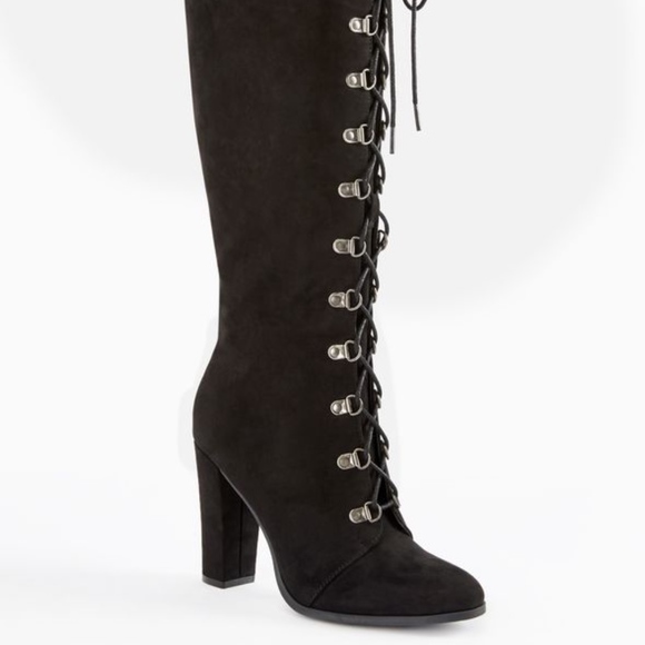 Sicaria Lace-Up Sweater-Cuff Boot Faux Suede 8M - Picture 5 of 7